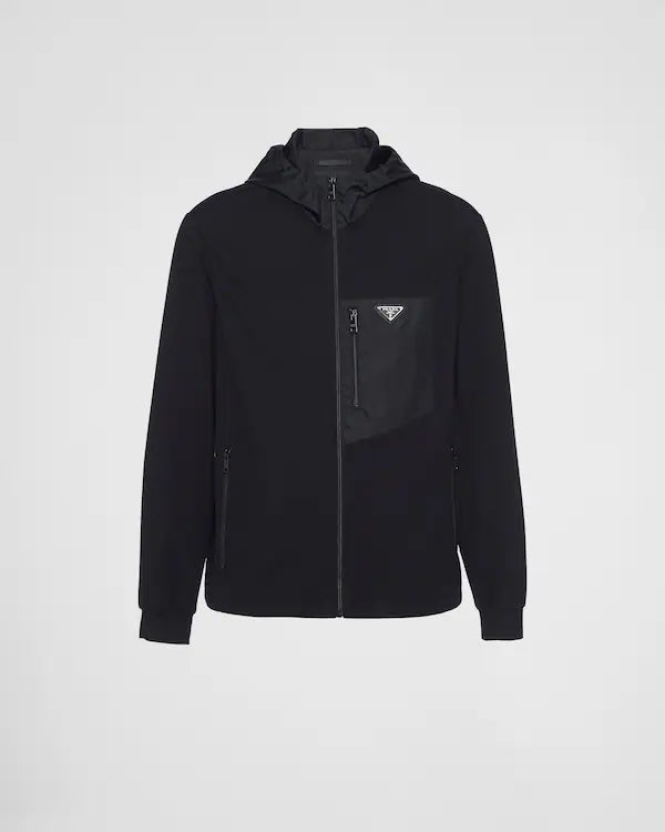 PRADA ZIPPED HOODIE BLACK