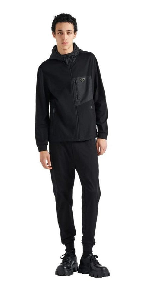 PRADA ZIPPED HOODIE BLACK