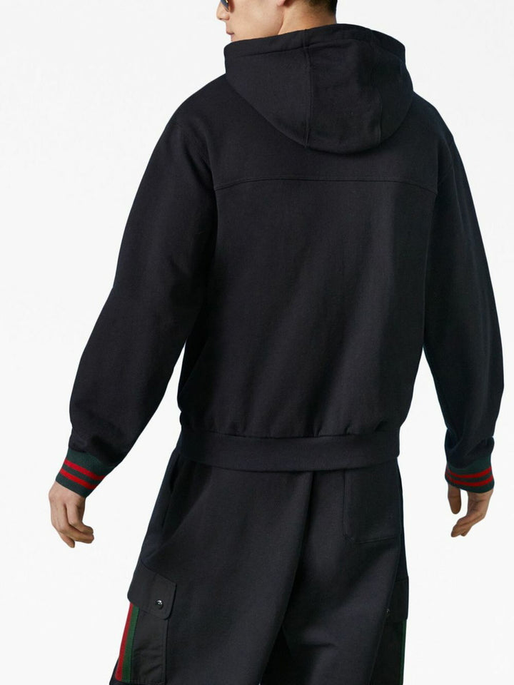 GUCCI WEB DETAIL BLACK HOODIE