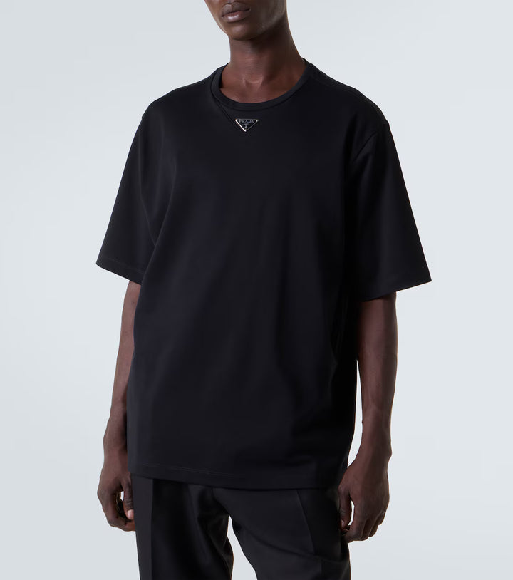 PRADA TRIANGLE LOGO T-SHIRT BLACK