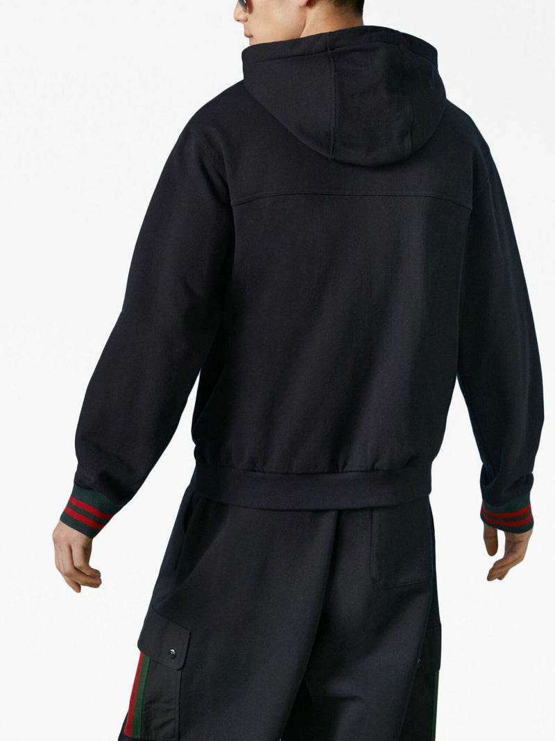 GUCCI WEB DETAIL BLACK HOODIE