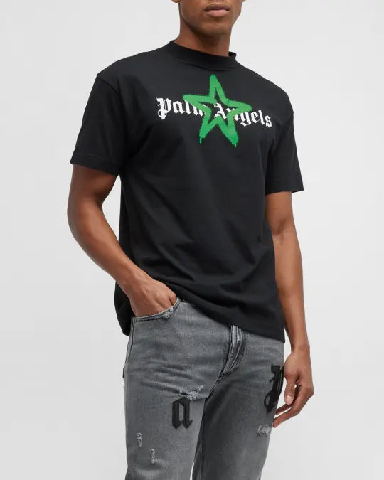 PALM ANGELS GREEN STAR T-SHIRT