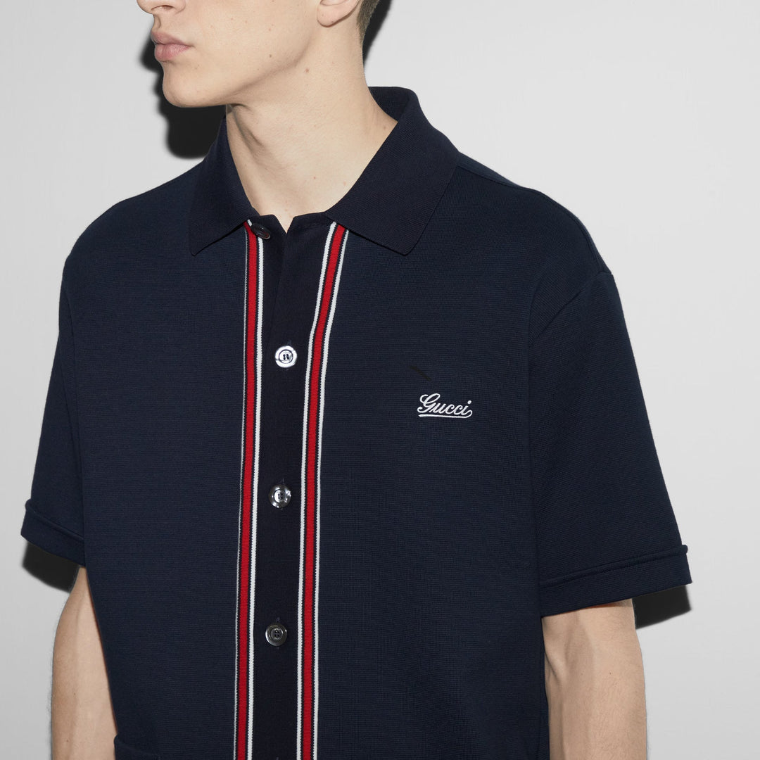 GUCCI POLO NAVY BLUE T-SHIRT