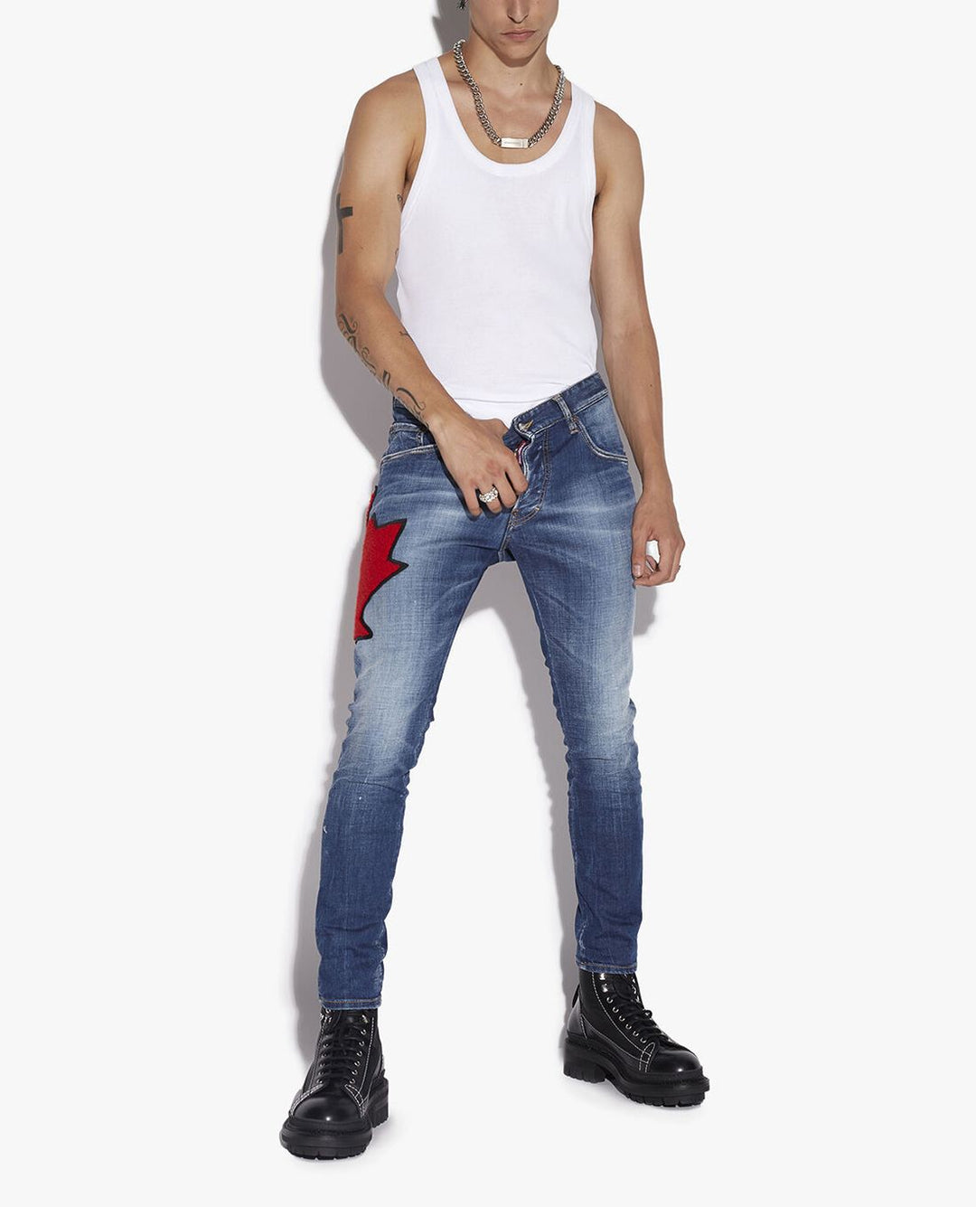DSQUARED2 BIG LEAF PATCHED JEANS
