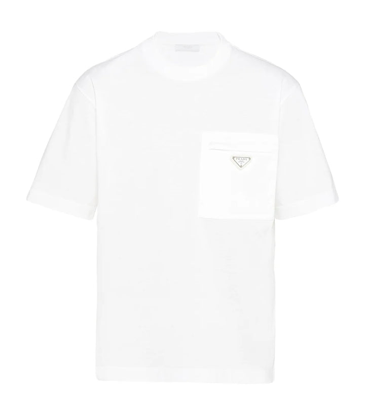 PRADA POCKET MINI LOGO T-SHIRT IN WHITE