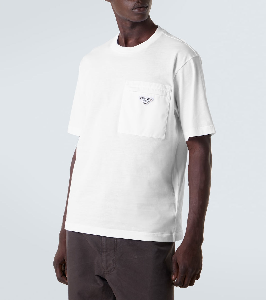 PRADA POCKET MINI LOGO T-SHIRT IN WHITE