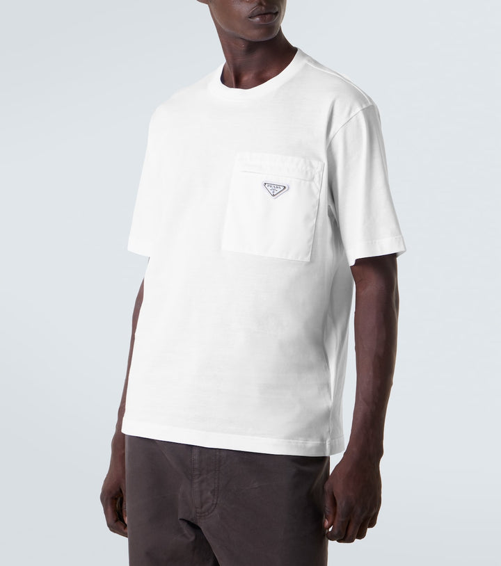 PRADA POCKET MINI LOGO T-SHIRT IN WHITE