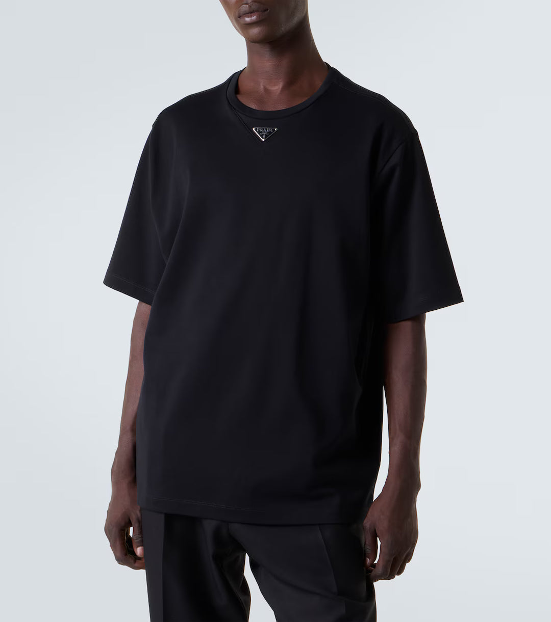 PRADA TRIANGLE LOGO T-SHIRT BLACK