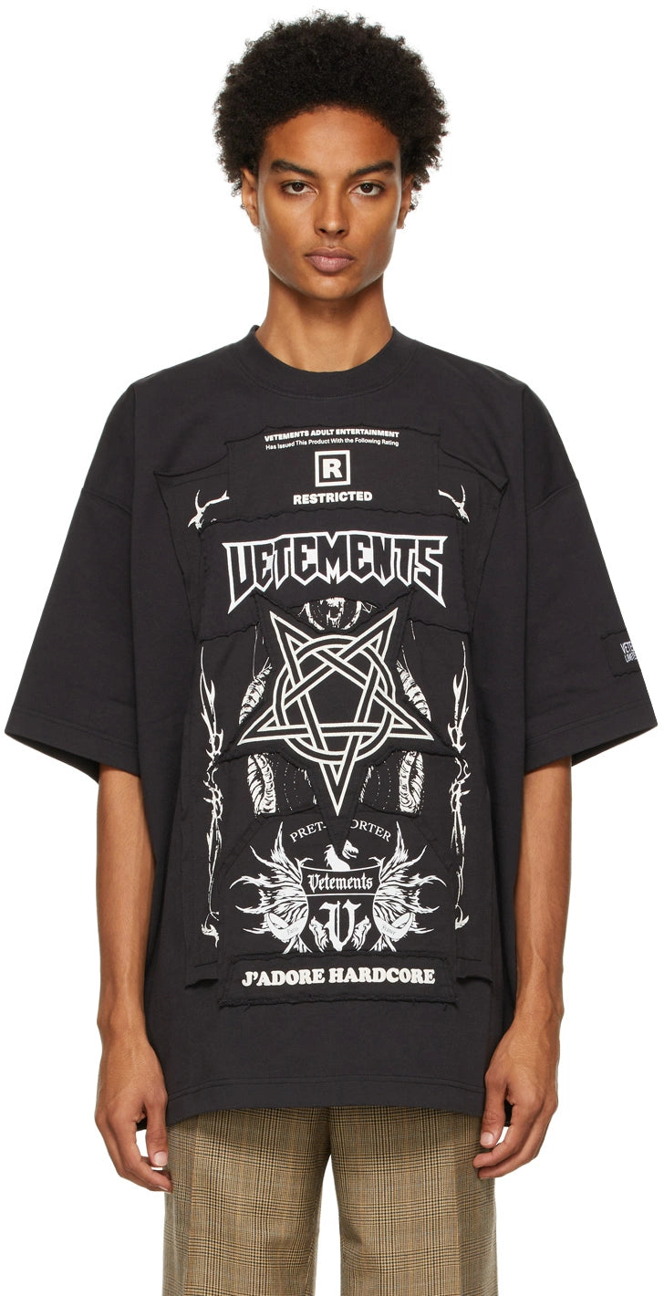 VETEMENTS BLACK LIMITED EDITION HARDCORE T-SHIR